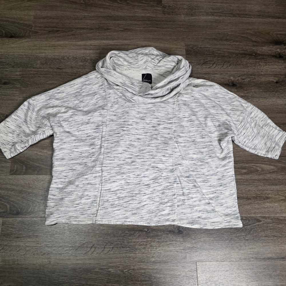 Lane Bryant Womens 22/24 Sweatshirt Gray Space Dye Cowl Neck Kangaroo Pocket